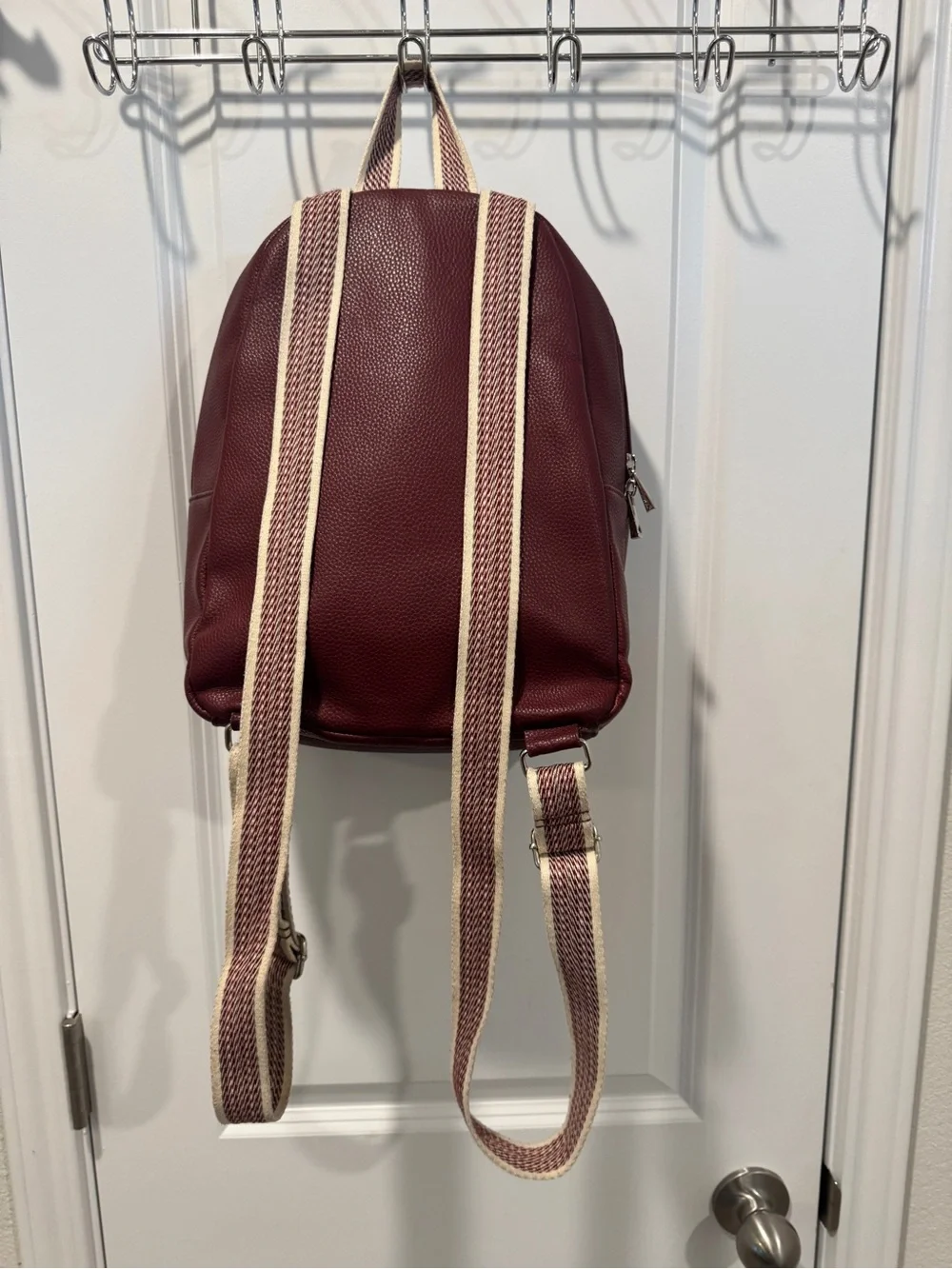 Thirty-One Monogram 'L' Burgundy Faux Leather Backpack